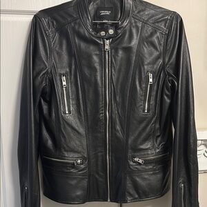 Lamarque L black leather moto jacket